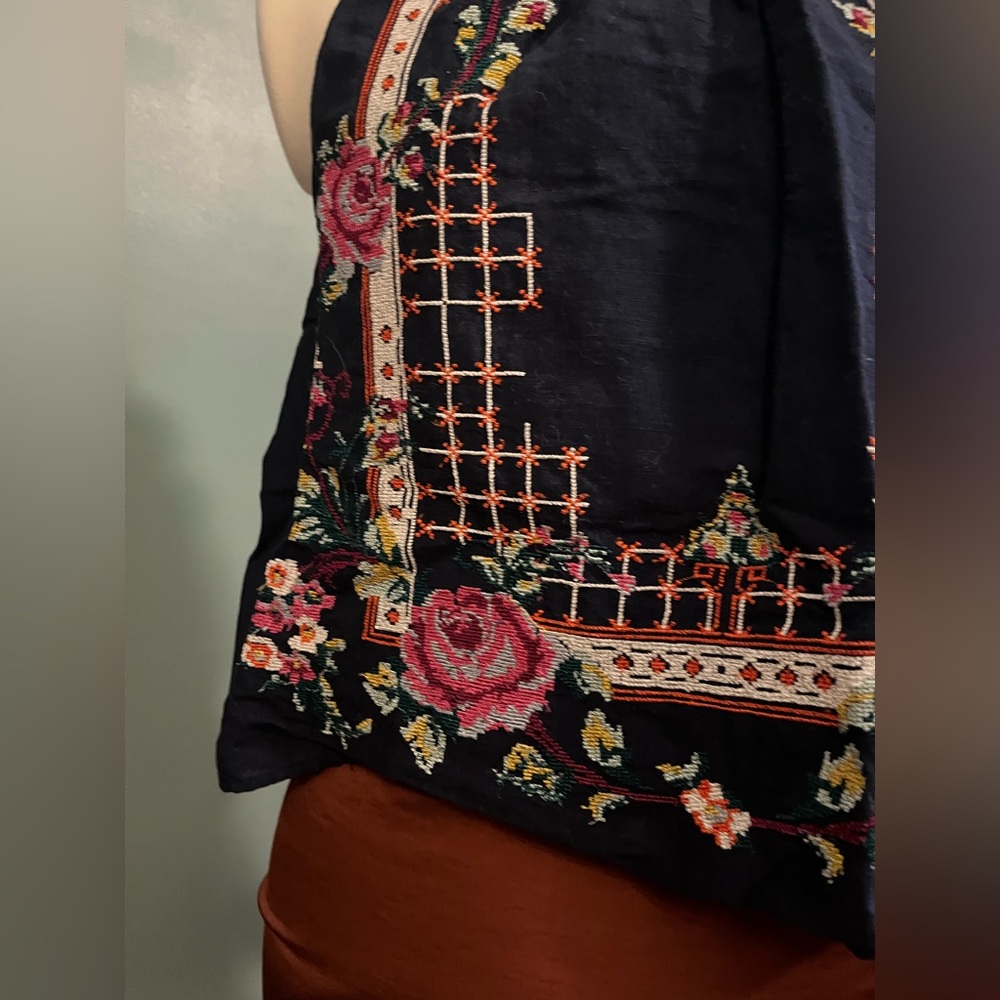 Free People Cross Stitch Strapless Blouse